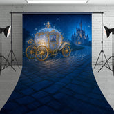 Lofaris Sparkly Princess Carriage Sweep Backdrop Fairytale Castle on a Starry Night Cinderella Inspired Birthday